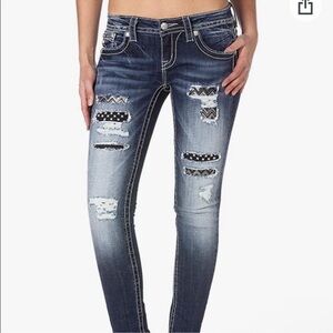MISS ME Sequins of Events Signature Skinny Blue Denim Jeans JP7212S 28